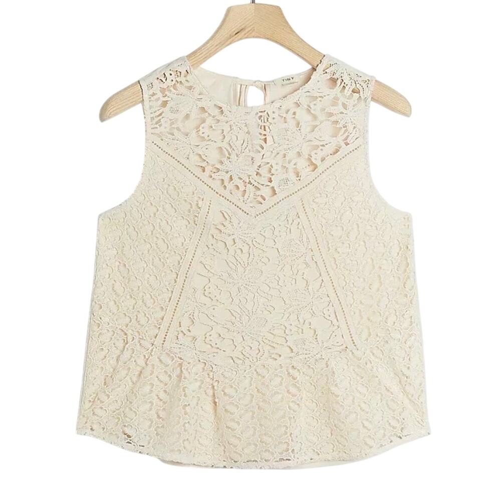 ANTHROPOLOGIE Ivory Crochet Top Size Small